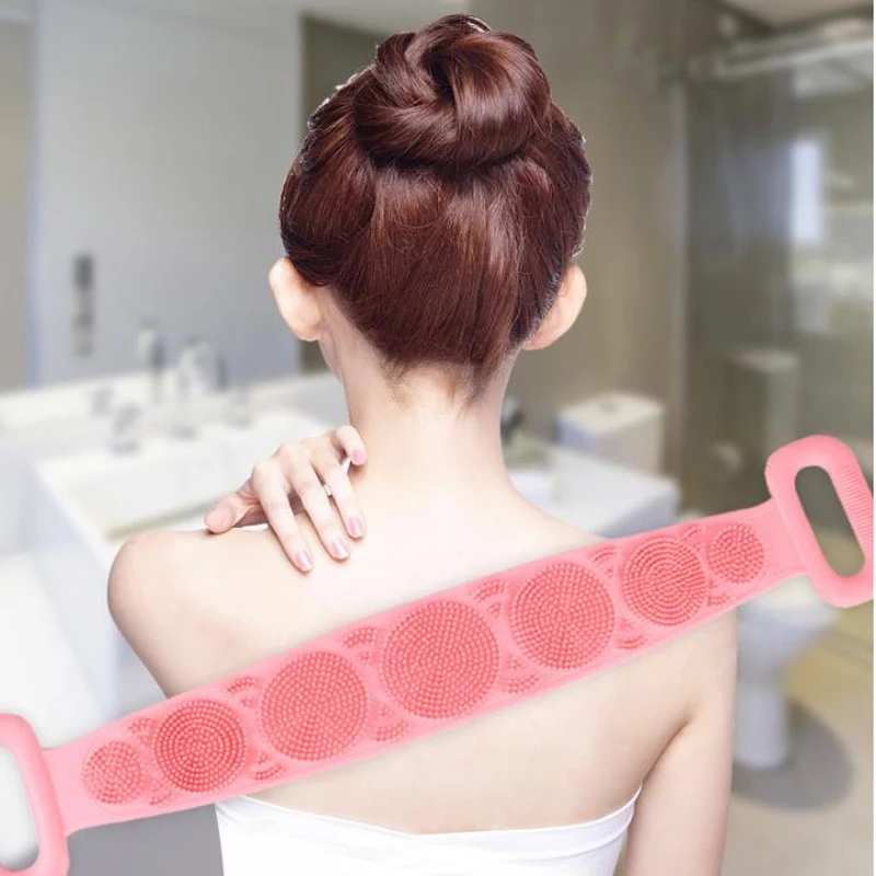 

1Pc Soft Back Exfoliating Shower Pads Silicone Bath Towel Back Scrubber Body Cleaning For Men Women 60cm/70cm