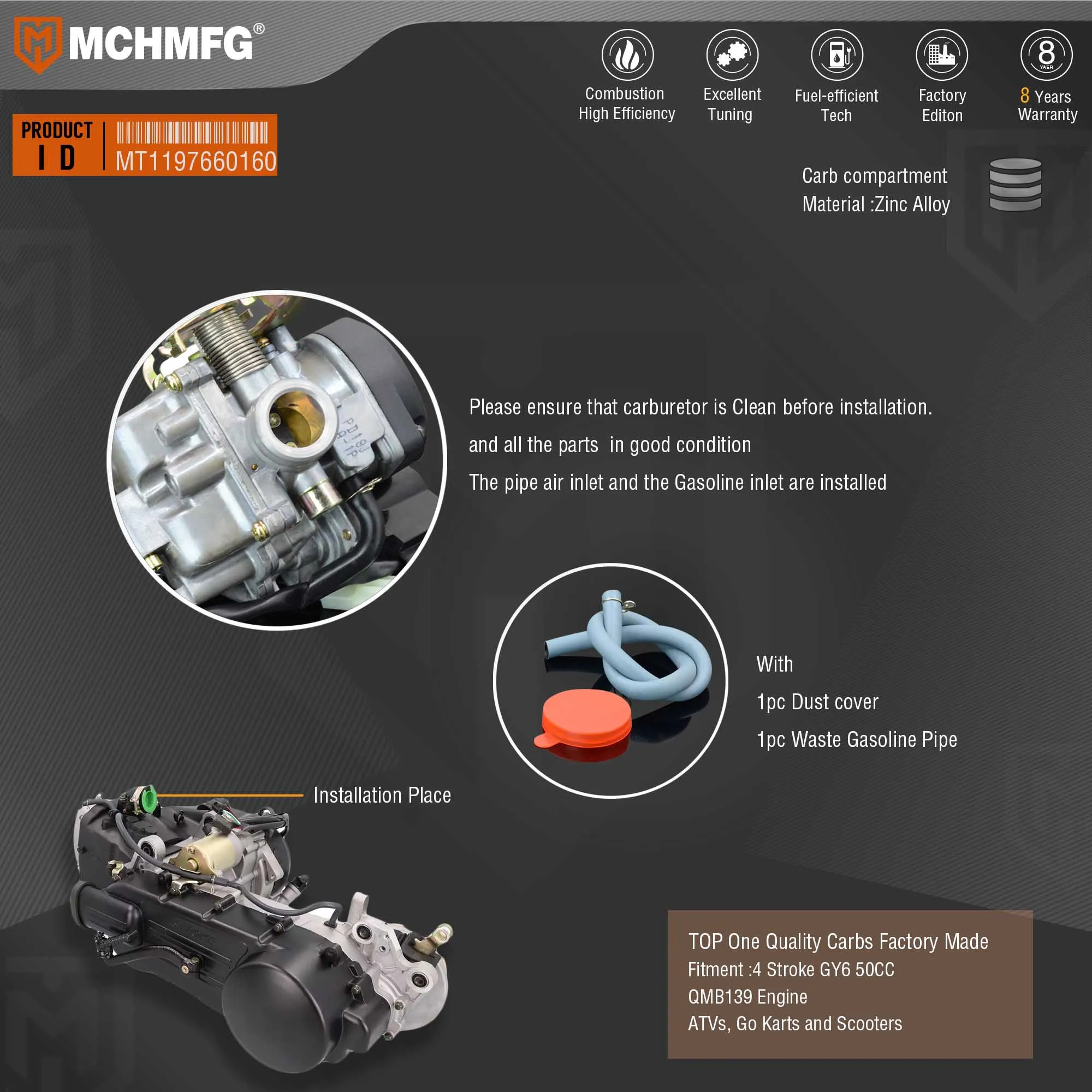 Двигатель Детали Карбюратора PD18J для 4 тактного GY6 50CC QMB139 мотовездеходов картов и