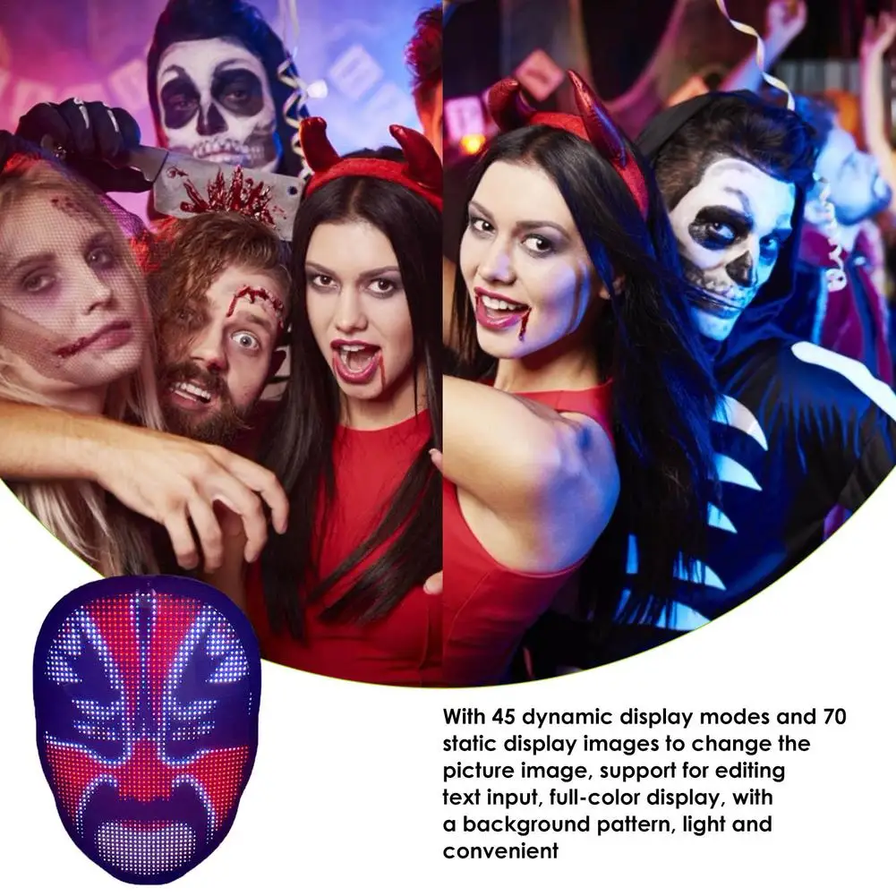 

New LED Face Masque Light Up Face Changing Facewear For Halloween Christmas Cosplay Costumes Toys Masquerade Party