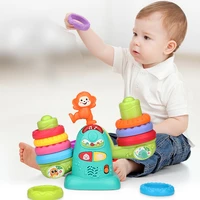 baby stacking circle balance toy montessori electric flash musical rainbow ferrule math game early educational toys for infant