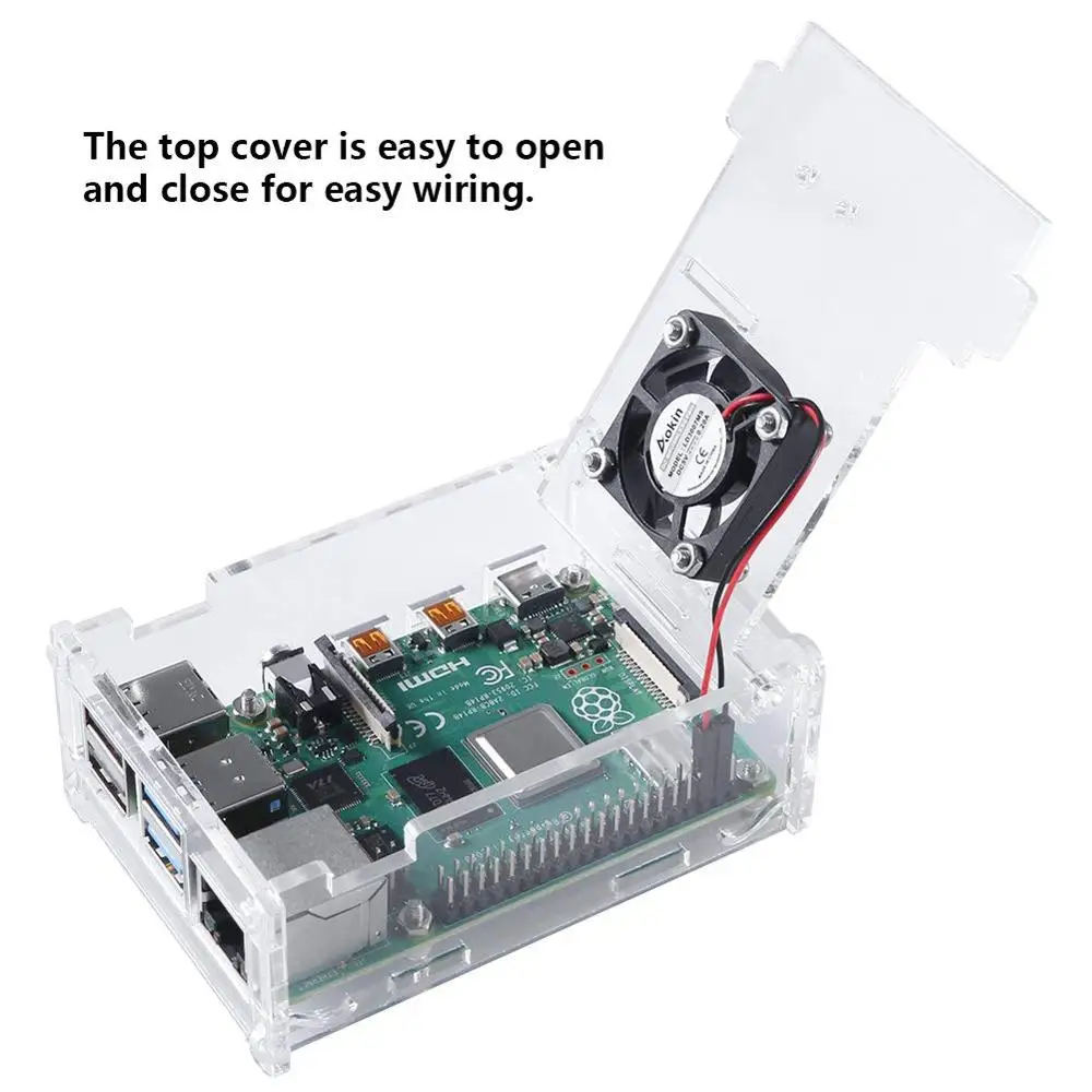 Чехол для Raspberry Pi 4 B с радиатором установки камеры + держатель вентилятор