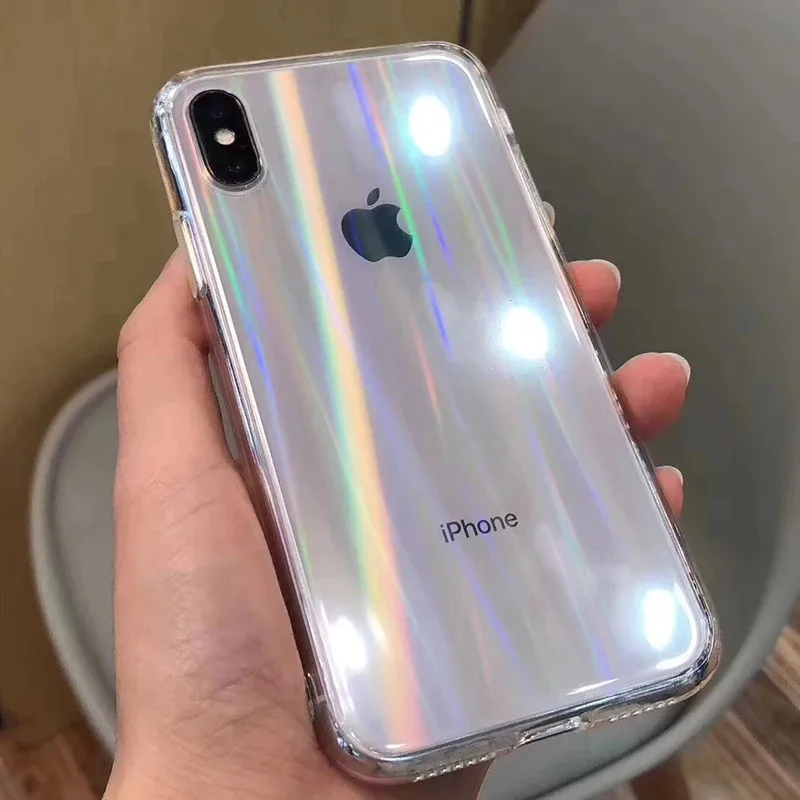gradient rainbow laser phone cases for iphone 11 12 pro 12mini x xr xs max se2020 transparent soft 7 8 plus clear acrylic covers free global shipping