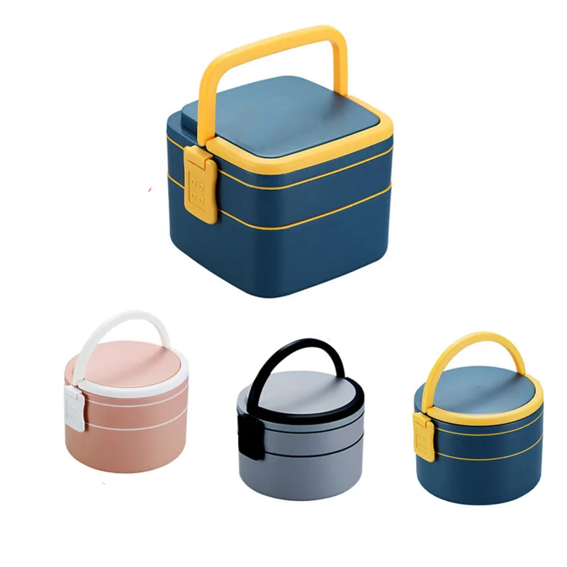 

Microwave Lunch Box Wheat Straw Dinnerware Food Storage Container For School Office Worker 2layers Portable Bento Box With Bag