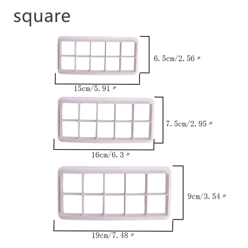 square 3 шт Портативные бисквитные высечки пищевая выпечка аксессуары пластиковые Кухонные гаджеты для торта плесень инструменты для украшения торта - Цвет: square