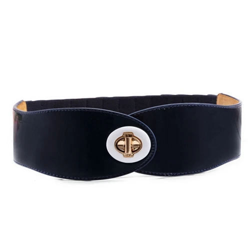 dark blue Модный декоративный эластичный широкий поясной корсет Женский PU эластичный пояс Cinch старинный ремешок поясные ремни - Цвет: dark blue