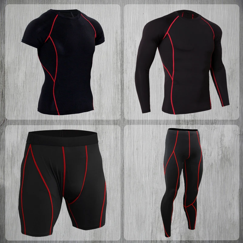 

Men 4pcs set sport wear of gym fitness compression sportswear running clothes jogging sportswear sports training wear