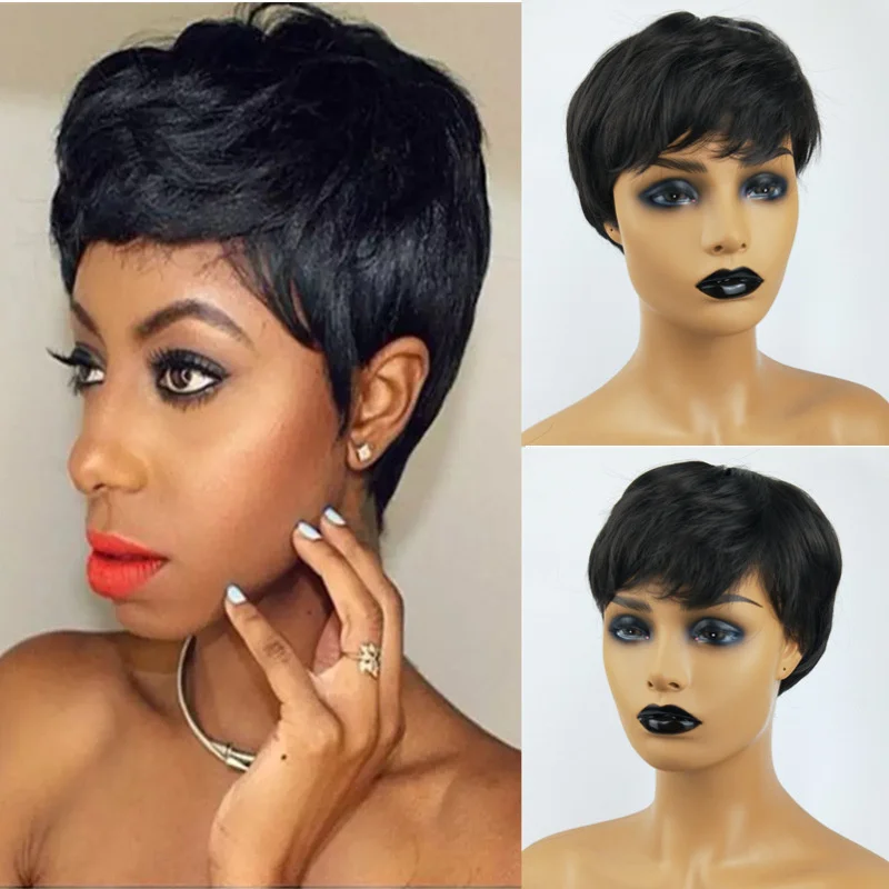 

Wig fashion women's Short Wig Headcover New wig granny grey fiber head black gradient long wig
