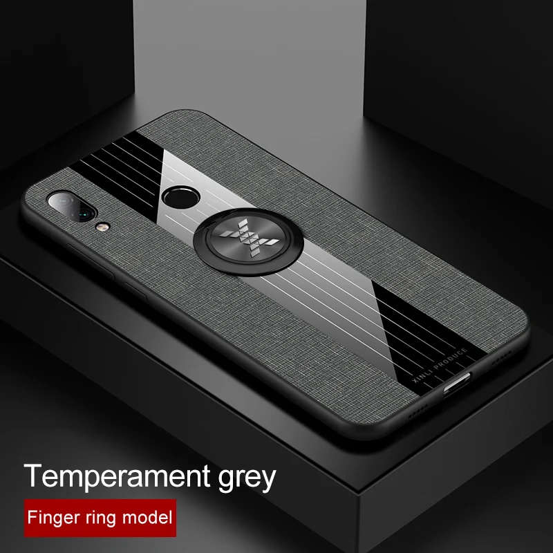 Case For Xiaomi Redmi Note 7 Soft Silicone Finger Ring Holder Fabric Cloth Back Cover Note7 |