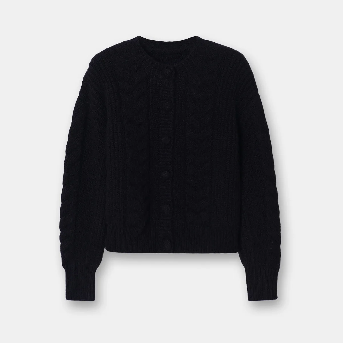 

Women Sweater 2021 Autumn and Winter New Black Wool Knitted Sweater Short Half High Neck Cardigan Women