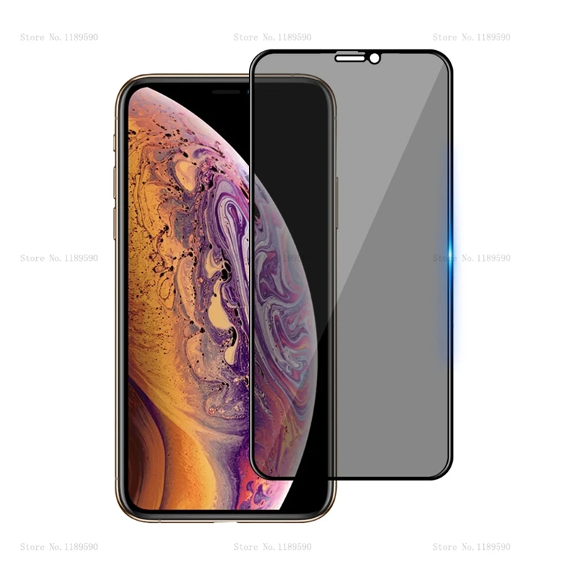 Полное покрытие протектор экрана для iPhone 11 Pro Max X XS XR антишпионское закаленное