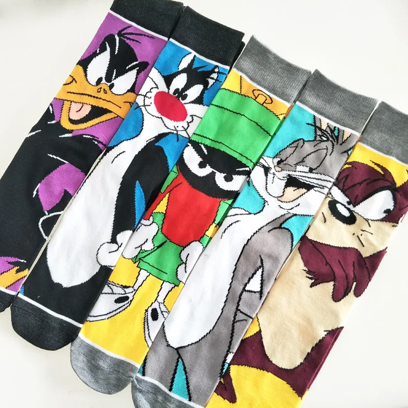 

Носки с символикой аниме для мужчин женщин новинка мультфильм смешные счастливых носки без пятки с изображением животных, котов джинсы с пр...