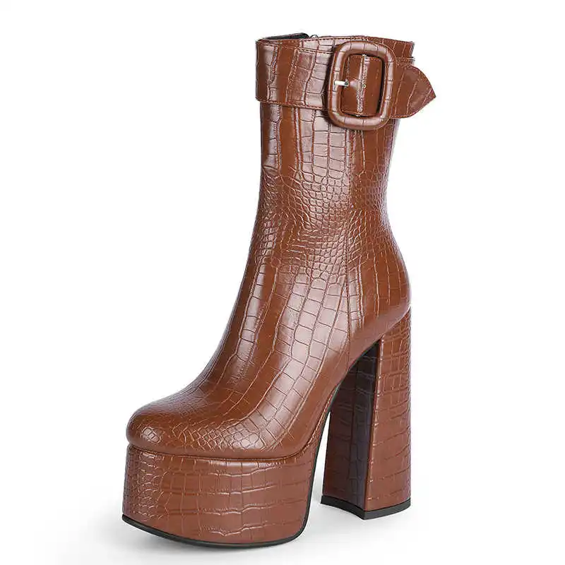 

Large 2020 new wind super high heel waterproof platform side zipper Martin boots