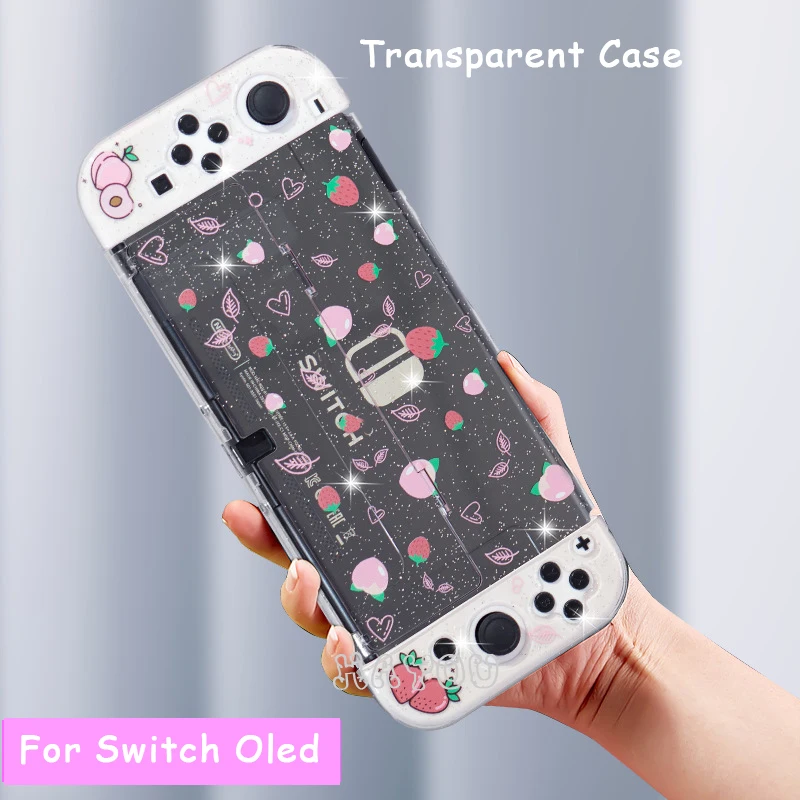

Новинка 2021, прозрачный жесткий чехол из поликарбоната, защитный чехол, блестящий Кристальный чехол для Nintendo Switch Oled Joy-Con, мягкая защитная пле...