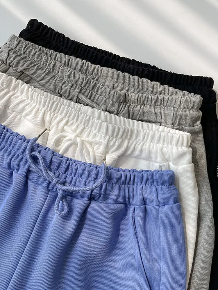 

ZCSMLL New Women's Pants Korean Style High Waist Gray Sweatpants Drape Solid Color Casual Wide Leg Pants 2021 Spring Summer