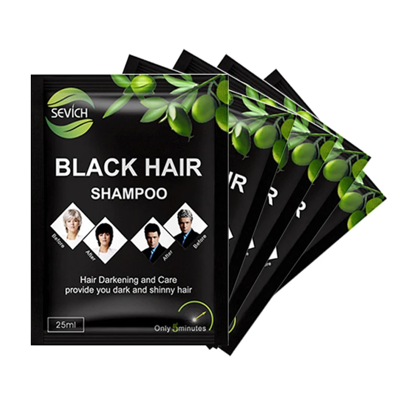 10pcs/lot Sevich Brand Black Hair Shampoo Care Only 5 Minutes Grey White Removal Dye Coloring | Красота и здоровье