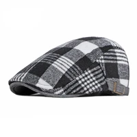 men women woolen classic british plaid berets caps casual unisex winter outdor sport cotton peaked hat boina casquette flat cap