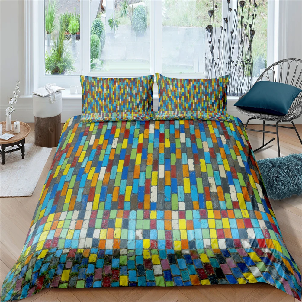 

Luxury Bedding Set Colorful Gradient Printed Duvet Cover Sets Queen King Size 2/3pcs Bedclothes 3D Bedroom Comforter Cover
