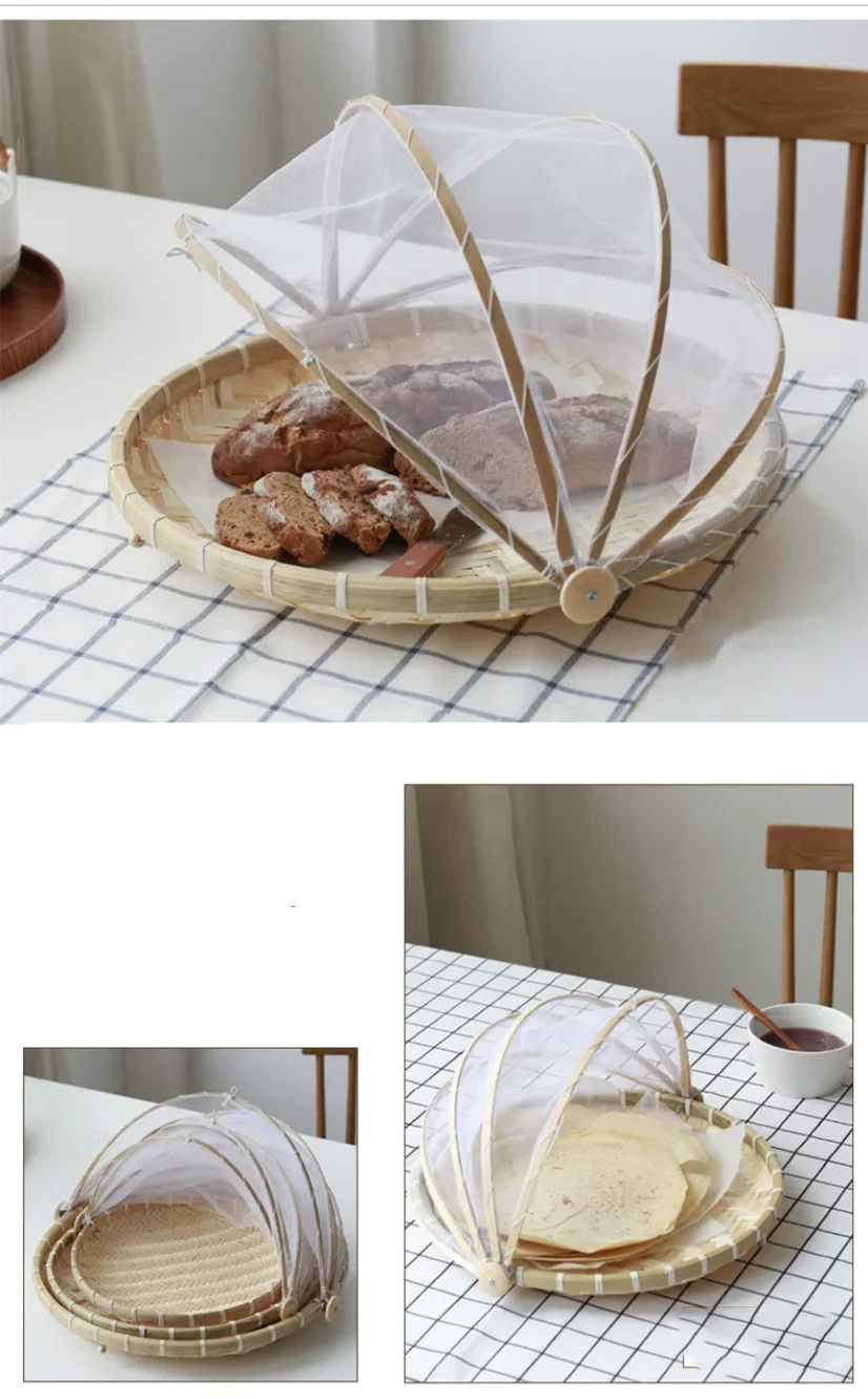 Круглая корзина для фруктов, бамбуковая корзина для совка, поднос для фруктов, еды, овощей, Бамбуковые продукты, сито, домашние товары для дома на открытом воздухе