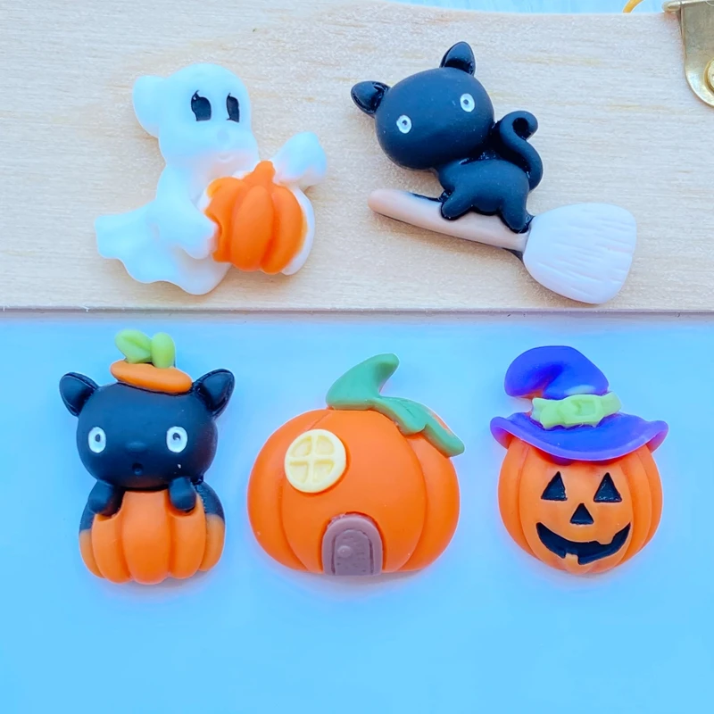 

10Pcs New Cute Cartoon Halloween Series Flat Back Resin Cabochons Scrapbooking DIY Jewelry Craft Decoration Accessorie Q30