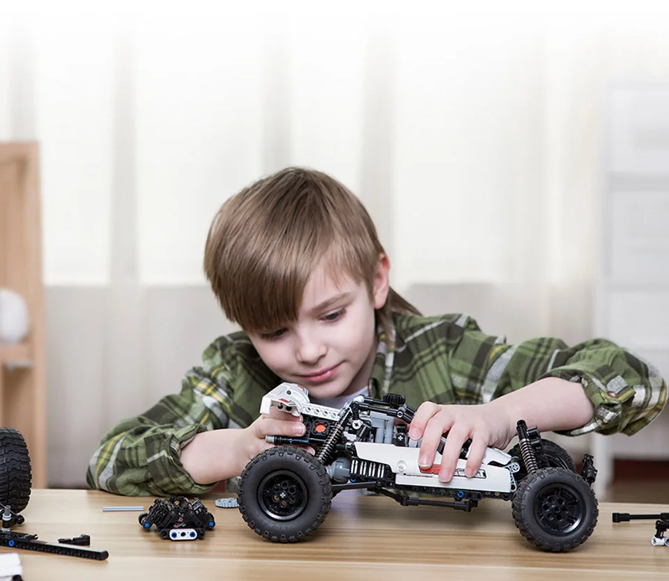 

Xiaomi Building Blocks Robot Desert Racing Car DIY Educational Toys Ackermann Steering Cylinder piston linkage Kids Gift