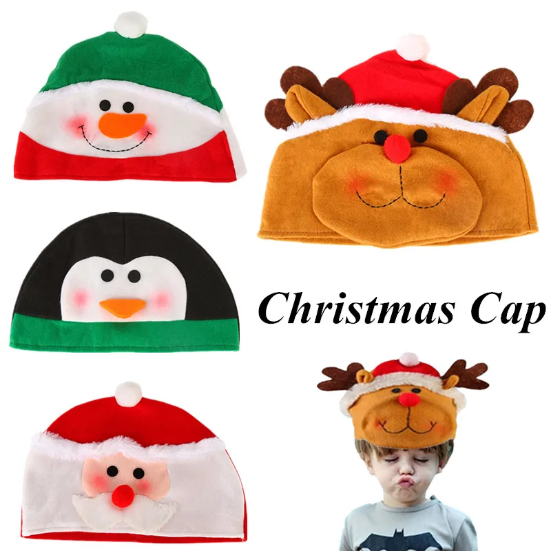 

Рождественское украшение, 4 вида, подарочные аксессуары, шапка для вечерние, шапка Санта-Клаус, снеговик, лось, Рождественская шапка