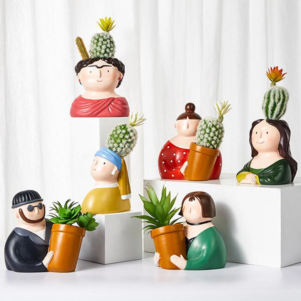 

Cartoon Succulent Plant Pot Cactus Plant Flower Pot Container Planter 5Styles Cute Cartoon Design Plant Holder With Drain Hole
