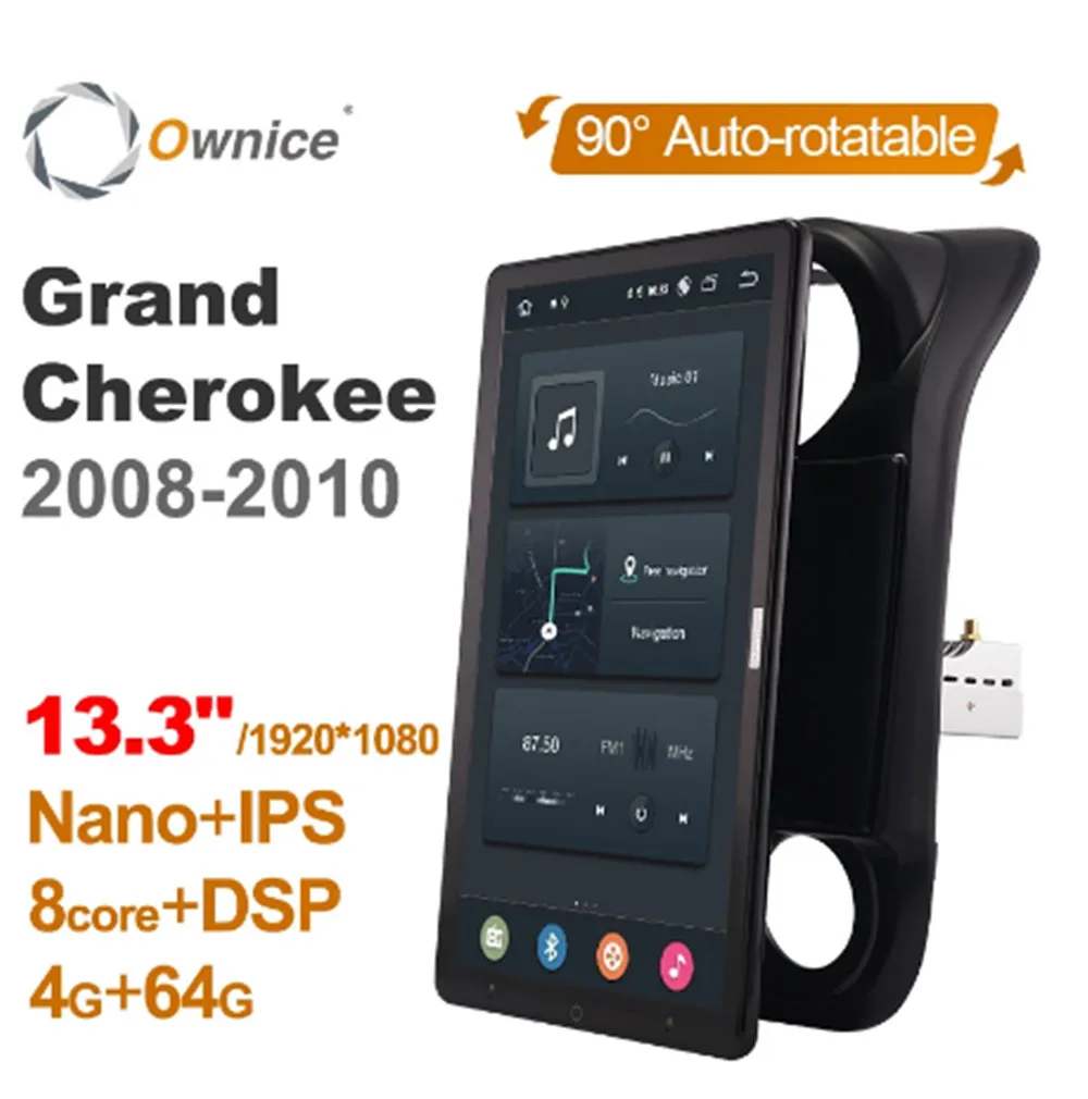 

1920*1080 Ownice Android 10,0 автомобильное радио для Jeep Compass 1 MK 2009 - 2015 мультимедийный аудио головное устройство 13,3 "IPS поворотный
