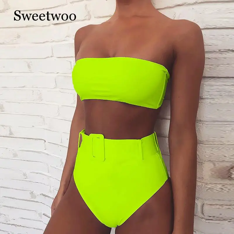 Бикини с завышенной талией 2019 сексуальный черный комплект бикини высокими