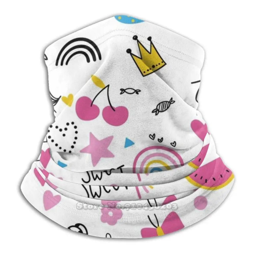 Милая Бандана с рисунком каракули-единороги радуги сердечки звезды Фрукты 3D