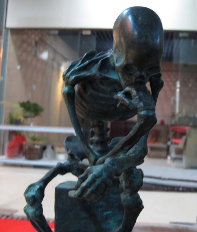 005224 художественный Декор Чистая медь и бронза мраморная основа Статуэтка череп