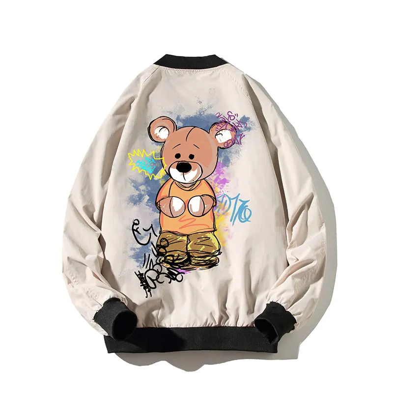 

Plus Size 5XL-M Autumn New Original Print Baseball Jackets Men Clothing Simple All Match Loose Casual Mens Coats Streetwear Sale