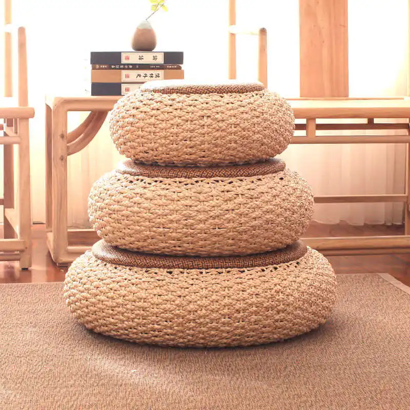 Плетением и алюминиевым Подушка футон с утолщенным круглым сидя причал японской