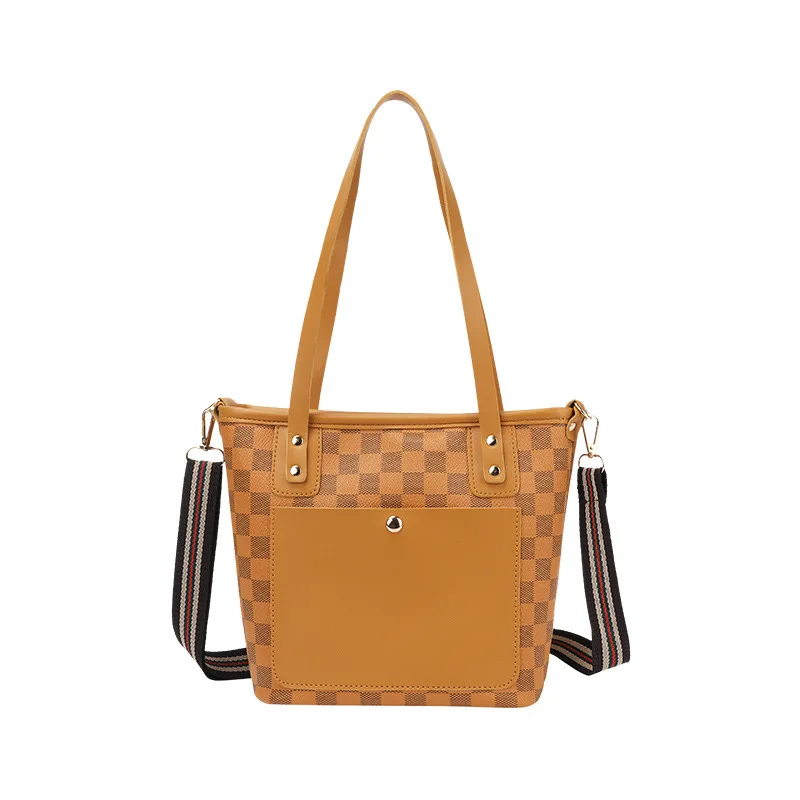 

Women Casual Plaid Tote Bag 2021 Ladies Autumn Winter Large Capacity Fashion Versatile Luxury PU Leather Handbag Shoulder Bag
