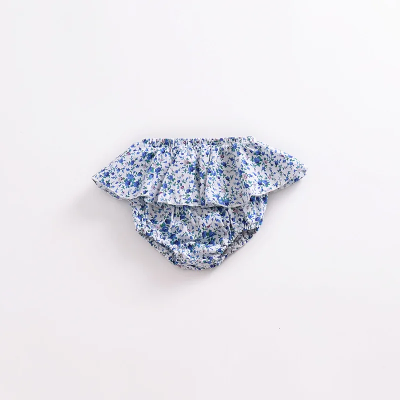 Blue Floral Летние шорты для маленьких девочек; юбка с оборками; шорты; Хлопковые Штаны для новорожденных; Модная одежда для маленьких девочек - Цвет: Blue Floral