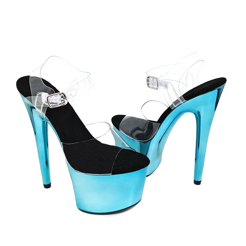 Leecabe блестящий синий и розовый банкетные туфли 17 см блестящие сандалии на