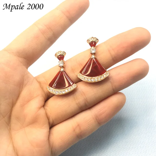 

Wholesale fine jewelry high quality real s925 sterling silver fan skirt earrings ear studring eardrop earring jewel accessories