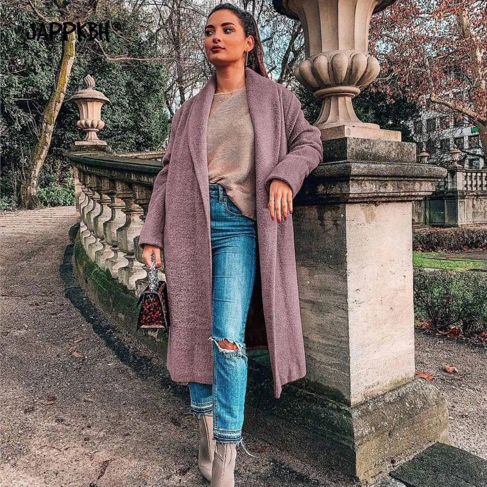 Осенне зимнее шерстяное Женское пальто 2019 повседневные элегантные куртки с