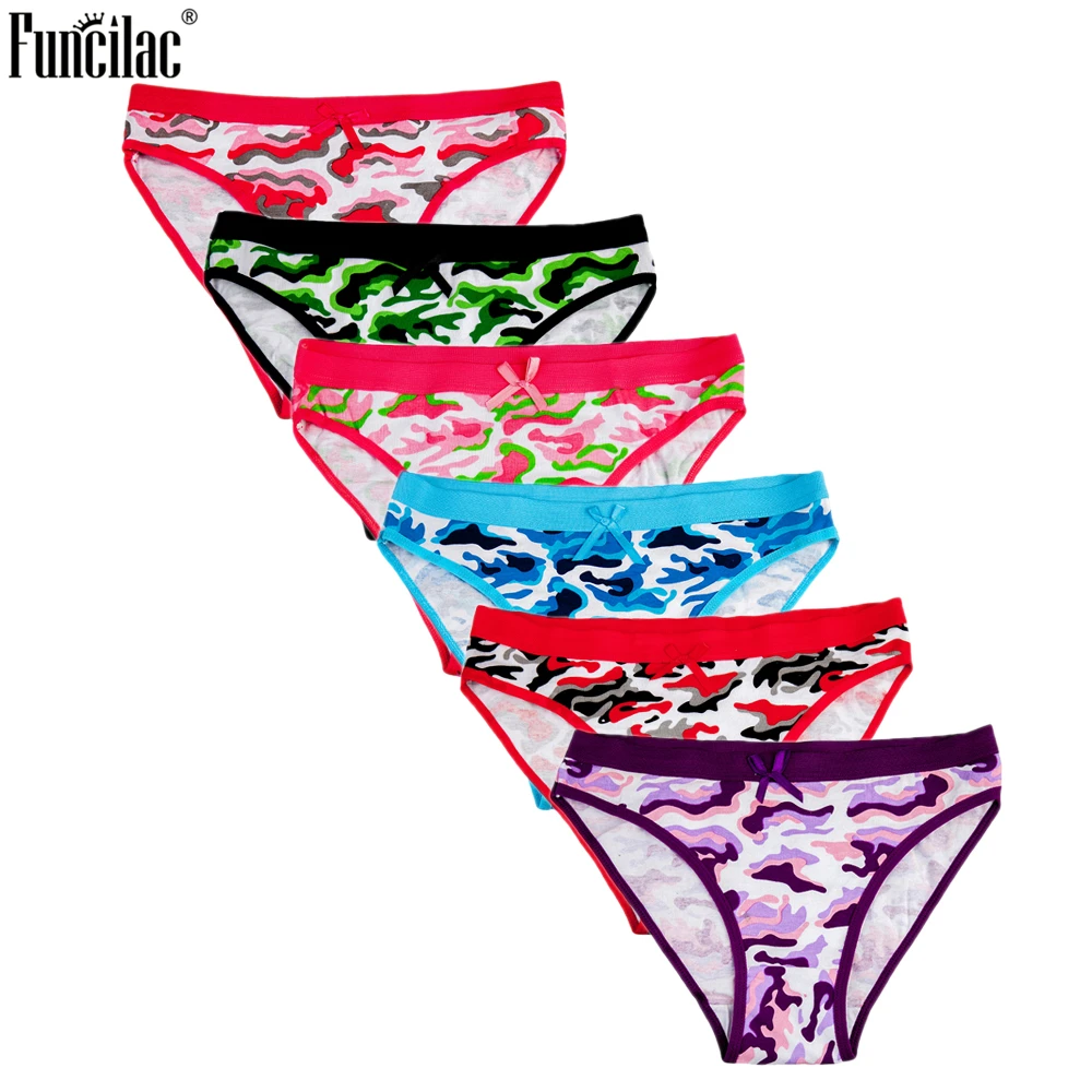 FUNCILAC женское хлопковое милое нижнее белье трусики с камуфляжным принтом Трусики