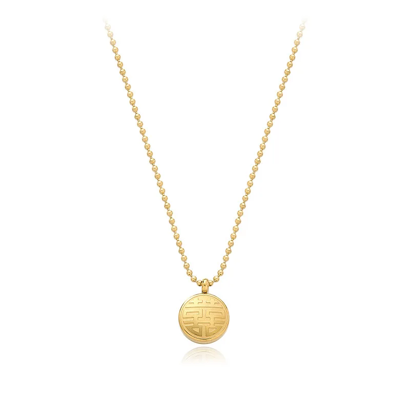 

Chinese Style Titanium Steel Double-Sided Necklace Female Simple Clavicle Chain New Niche Design Sense Necklace Trend For Women