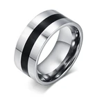 Черные и серебряные мужские кольца, Женские Ювелирные изделия, ширина 9 мм