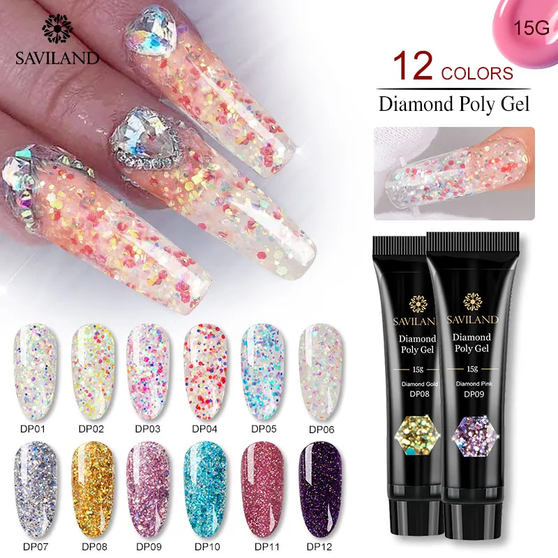 SAVILAND Diamond Ploy гель 15 мл супер блестящий Быстросохнущий УФ-Гель-лак для наращивания