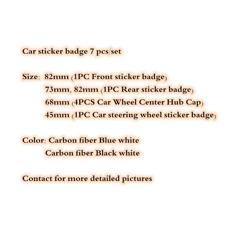 7 шт./компл. Стайлинг автомобиля 73 мм 82 эмблемы капюшона передний задний значок 68