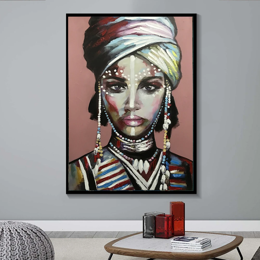 

African Woman Poster On Canvas Modern Abstract Colorful Oil Painting for Living Room Decoration Figure Picture Frameless Mural