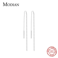 modian simple fashion long tassel chain drop earrings charm 925 sterling silver classic dangle ear for women wedding jewelry