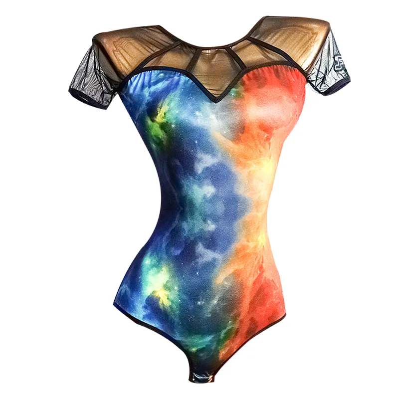 

colorful Painted jumpsuit dance leotard for dance Ballet Dance Gymnastics Leotard Dance costumes ballroom top latin top bodysuit