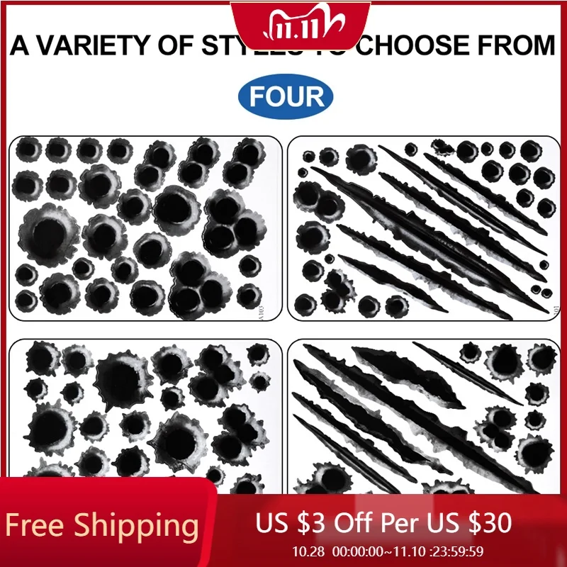 Забавные автомобильные наклейки сделай сам с 3D отверстием для пули аксессуары