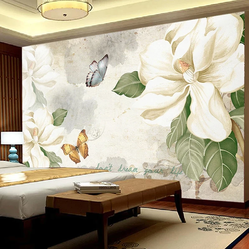 Пользовательские 3D настенные фрески настенная бумага винтажная цветочная