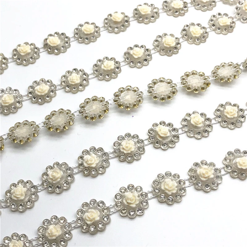 sun flower 1Y/bag Ivory ABS Imitation Pearl Beads Rhinestone Chain Trim For DIY Wedding Party Decoration Craft Accessories | Дом и сад