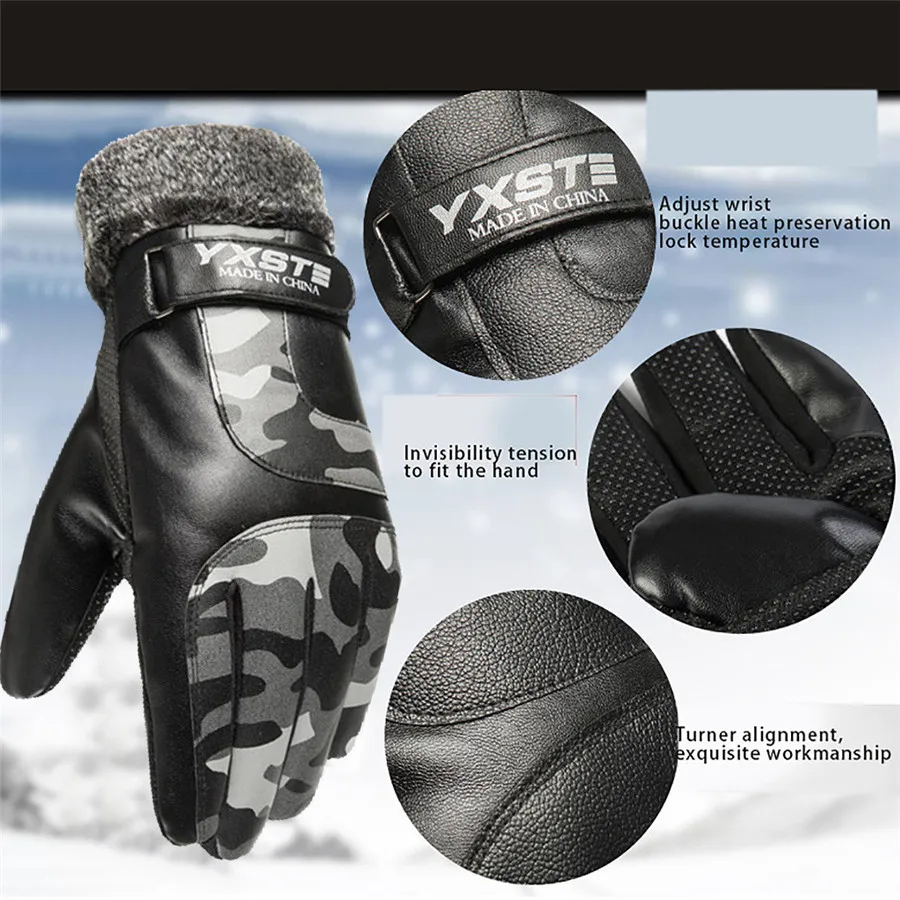 Мужские зимние теплые перчатки с сенсорным экраном ветрозащитные