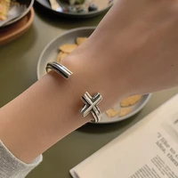 new arrival 30 silver plated hot sell cross design unisex bangle punk street style women man jewelry gift